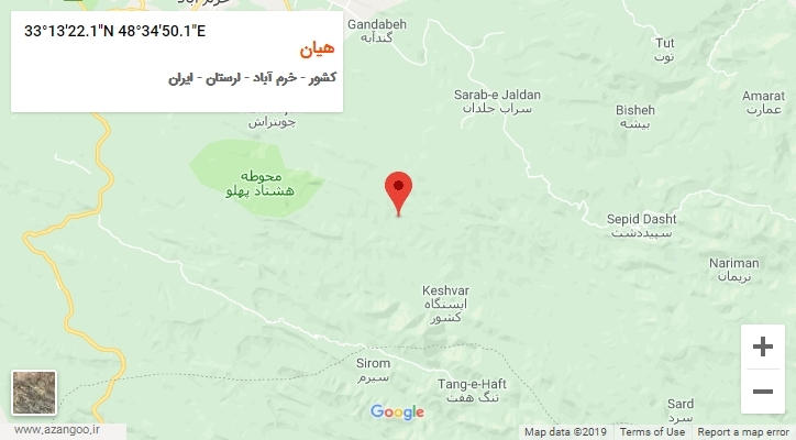 روستای هیان بر روی نقشه