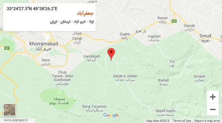 روستای جعفرآباد بر روی نقشه