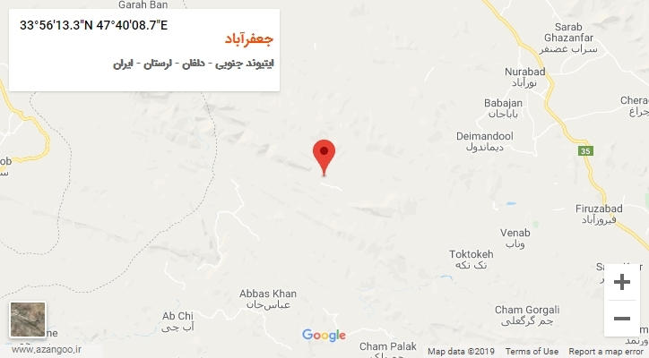 روستای جعفرآباد بر روی نقشه