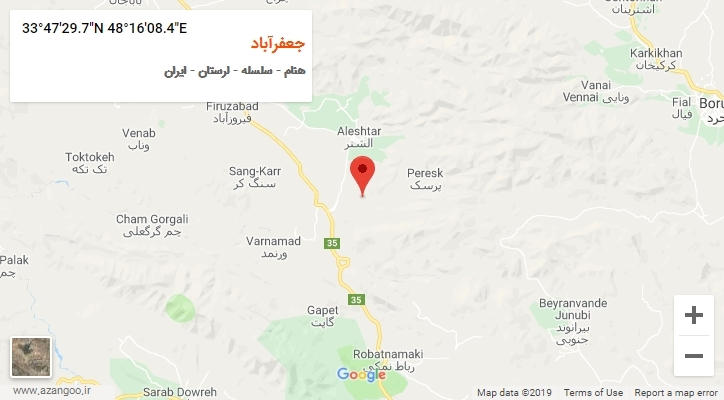 روستای جعفرآباد بر روی نقشه