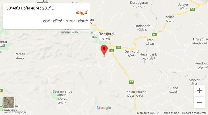 روستای کاروانه بر روی نقشه