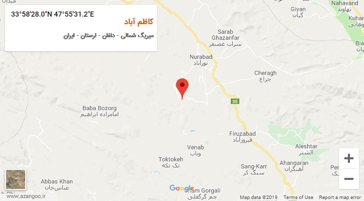روستای کاظم آباد بر روی نقشه