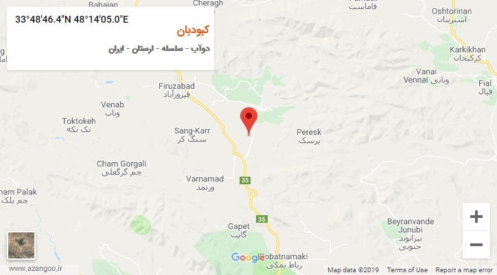 روستای کبودبان بر روی نقشه