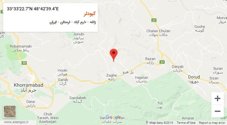 روستای کبودلر بر روی نقشه