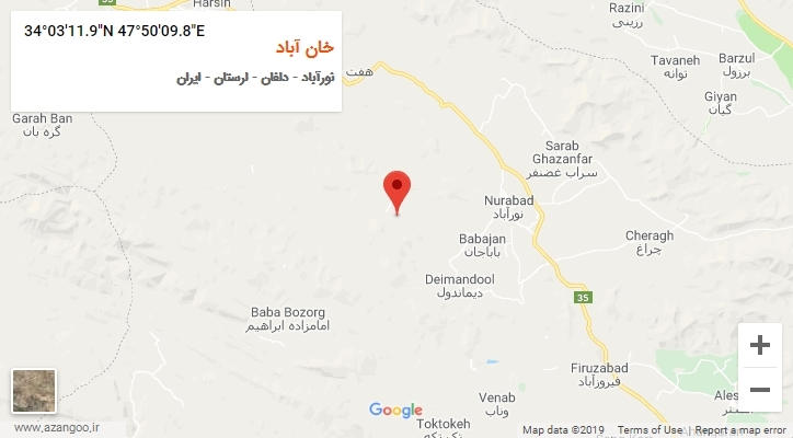 روستای خان آباد بر روی نقشه