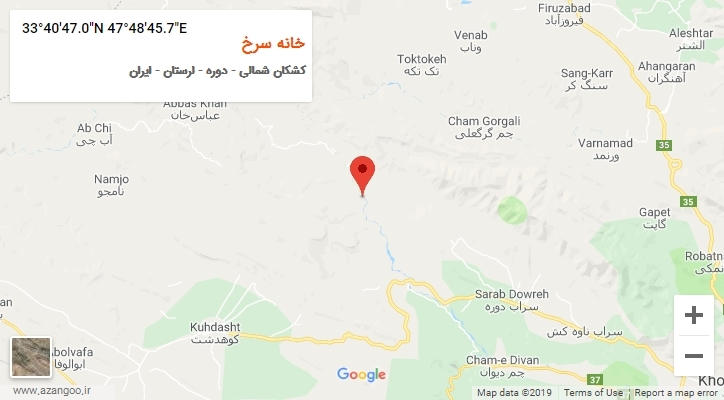 روستای خانه سرخ بر روی نقشه