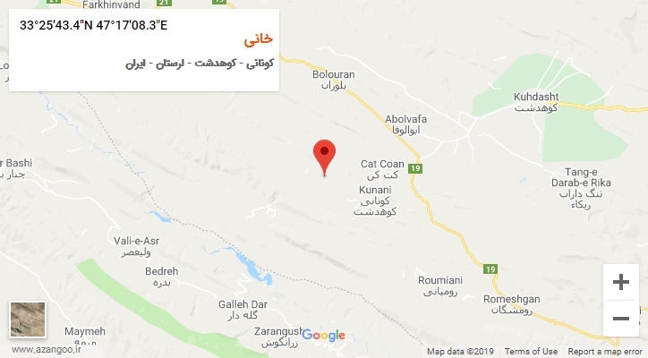 روستای خانی بر روی نقشه