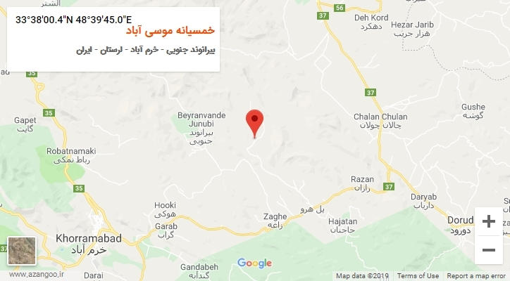 روستای خمسیانه موسی آباد بر روی نقشه