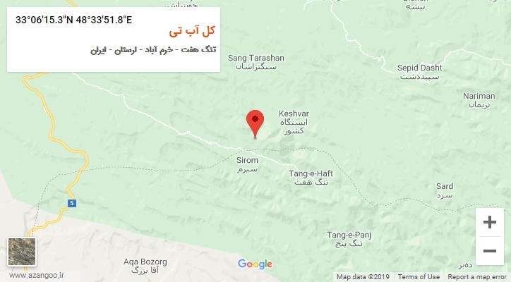 روستای کل آب تی بر روی نقشه