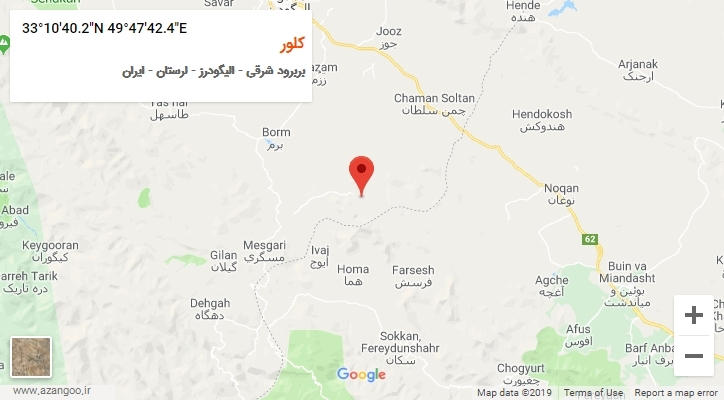 روستای کلور بر روی نقشه