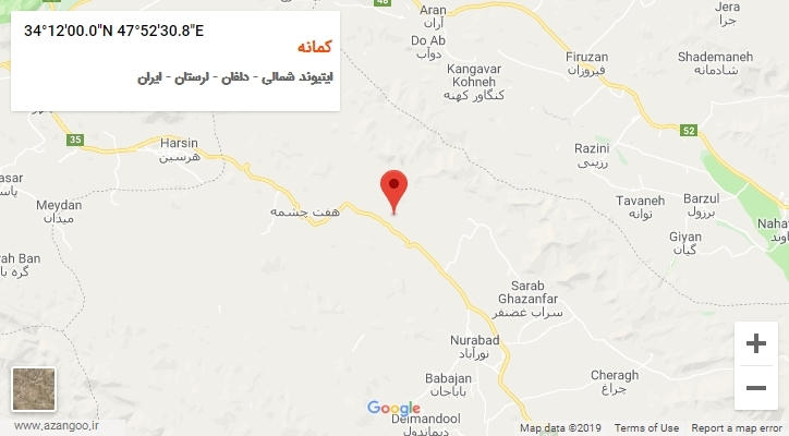 روستای کمانه بر روی نقشه