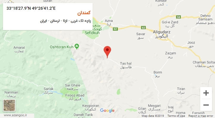 روستای کمندان بر روی نقشه