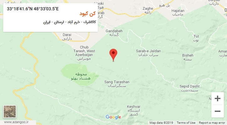 روستای کن کبود بر روی نقشه
