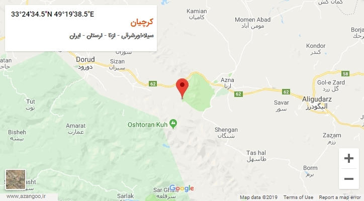 روستای کرچیان بر روی نقشه