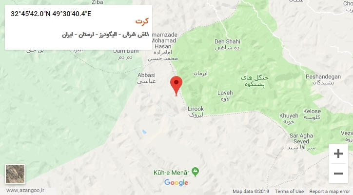 روستای کرت بر روی نقشه