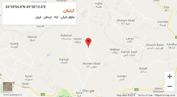 روستای کرتیلان بر روی نقشه