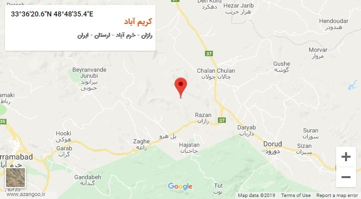 روستای کریم آباد بر روی نقشه
