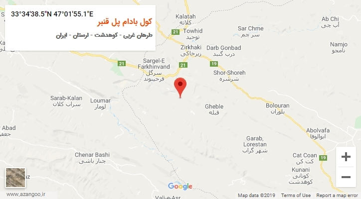 روستای کول بادام پل قنبر بر روی نقشه