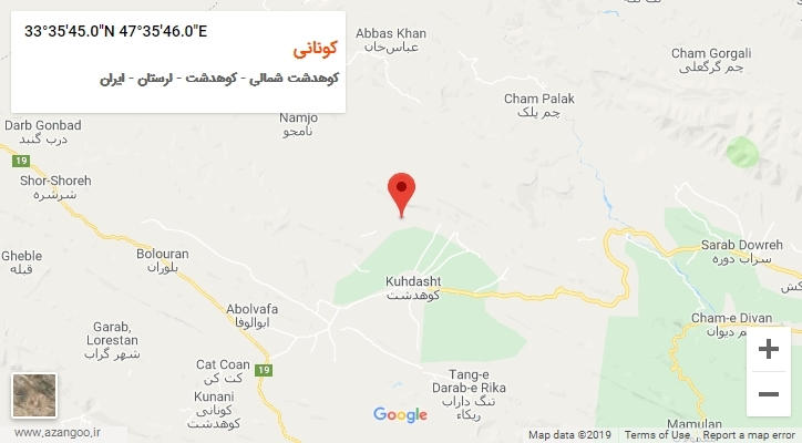 روستای کونانی بر روی نقشه