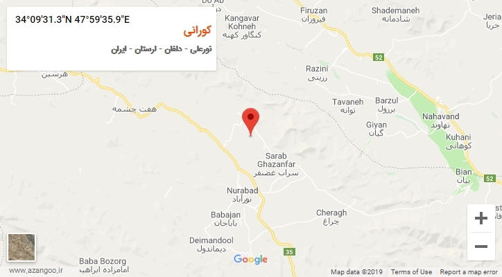 روستای کورانی بر روی نقشه