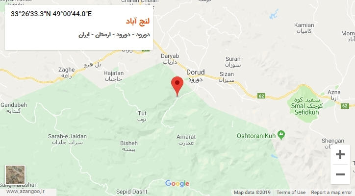 روستای لنج آباد بر روی نقشه