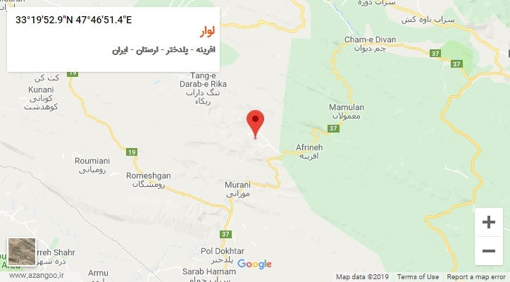 روستای لوار بر روی نقشه