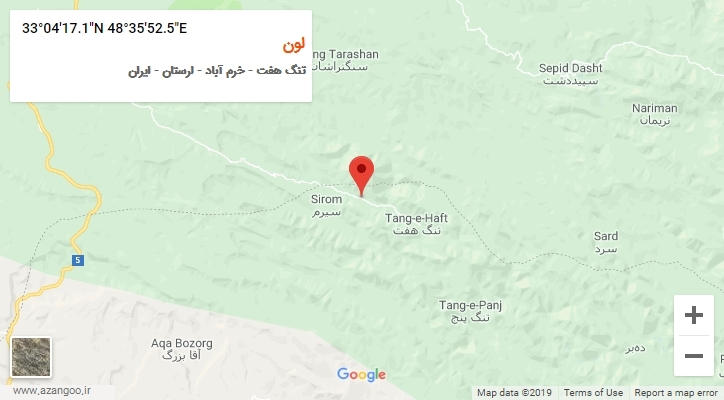 روستای لون بر روی نقشه