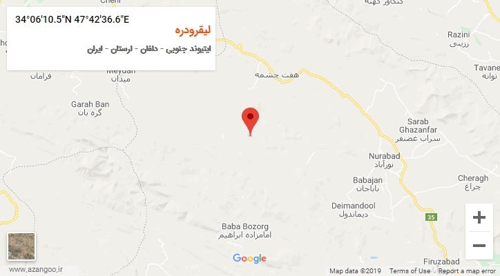 روستای لیقرودره بر روی نقشه