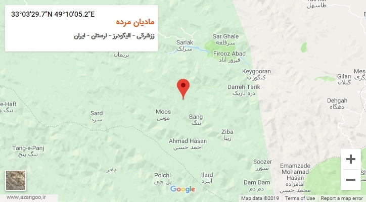 روستای مادیان مرده بر روی نقشه