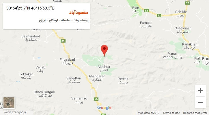 روستای مقصودآباد بر روی نقشه