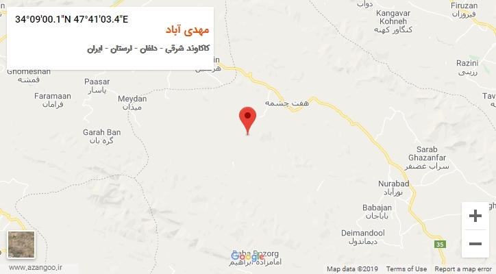 روستای مهدی آباد بر روی نقشه