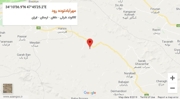 روستای مهرآبادتوده رود بر روی نقشه