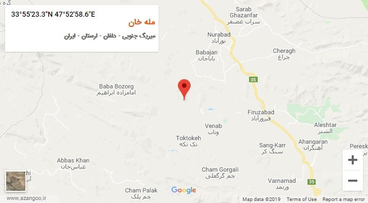 روستای مله خان بر روی نقشه