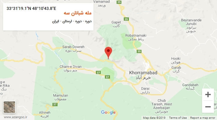 روستای مله شبانان سه بر روی نقشه
