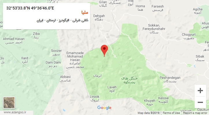 روستای ملیا بر روی نقشه