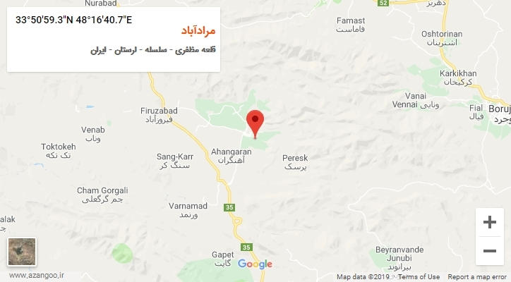 روستای مرادآباد بر روی نقشه