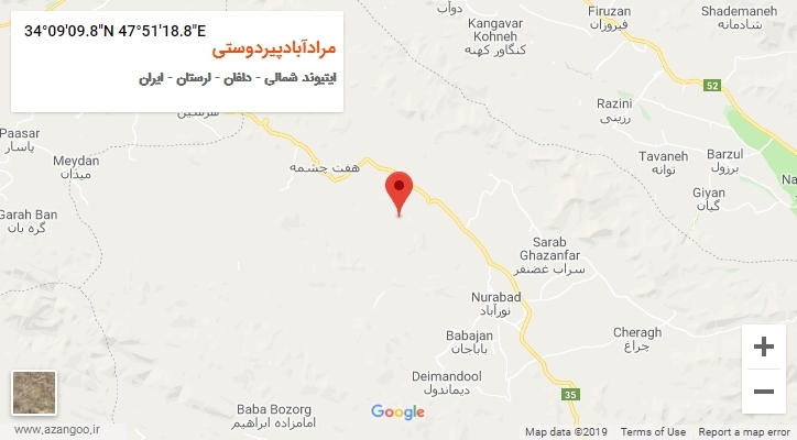 روستای مرادآبادپیردوستی بر روی نقشه