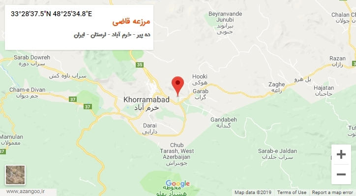 روستای مرزعه قاضی بر روی نقشه