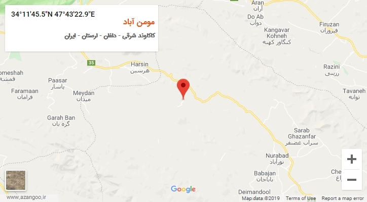 روستای مومن آباد بر روی نقشه