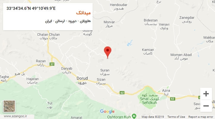 روستای میدانک بر روی نقشه