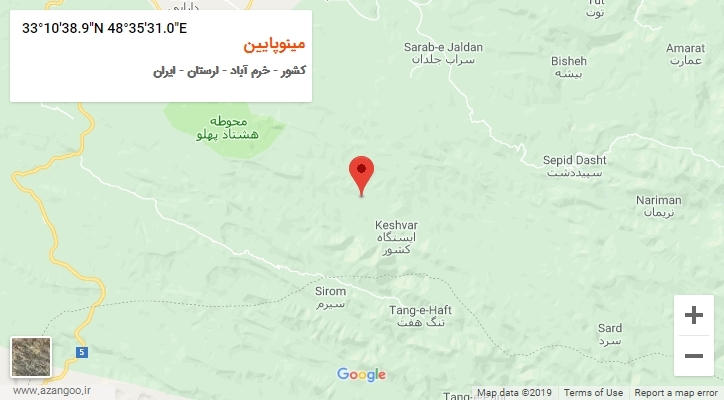 روستای مینوپایین بر روی نقشه