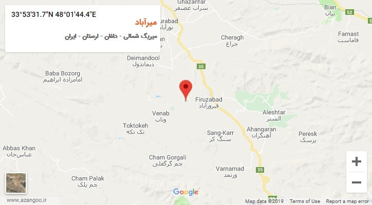 روستای میرآباد بر روی نقشه