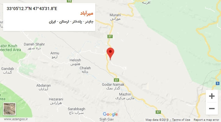 روستای میرآباد بر روی نقشه
