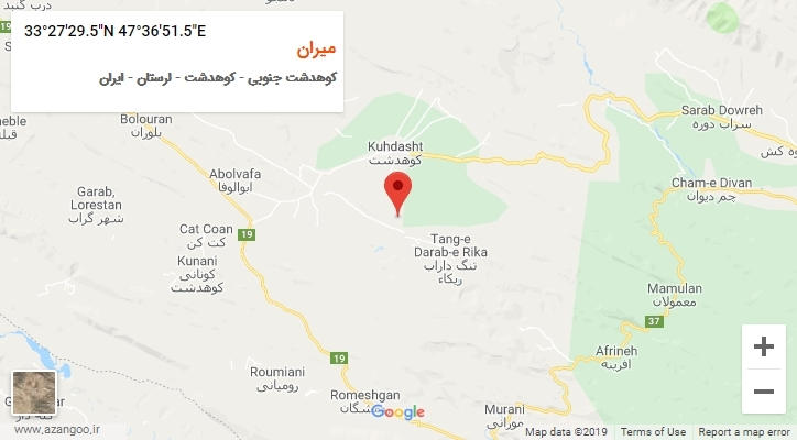 روستای میران بر روی نقشه