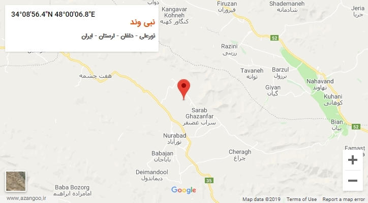 روستای نبی وند بر روی نقشه