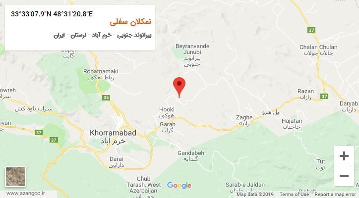 روستای نمکلان سفلی بر روی نقشه