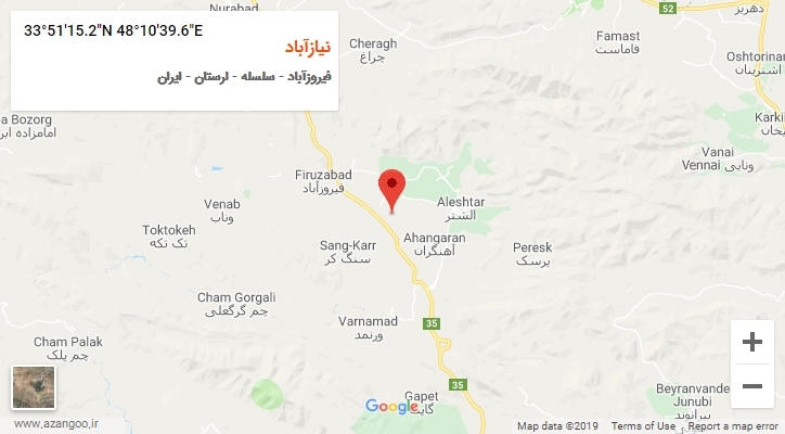 روستای نیازآباد بر روی نقشه