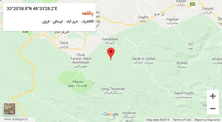 روستای پاقلعه بر روی نقشه