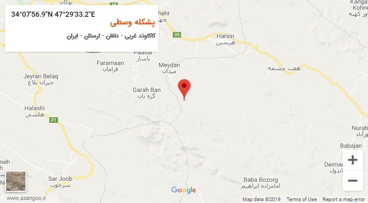روستای پشکله وسطی بر روی نقشه