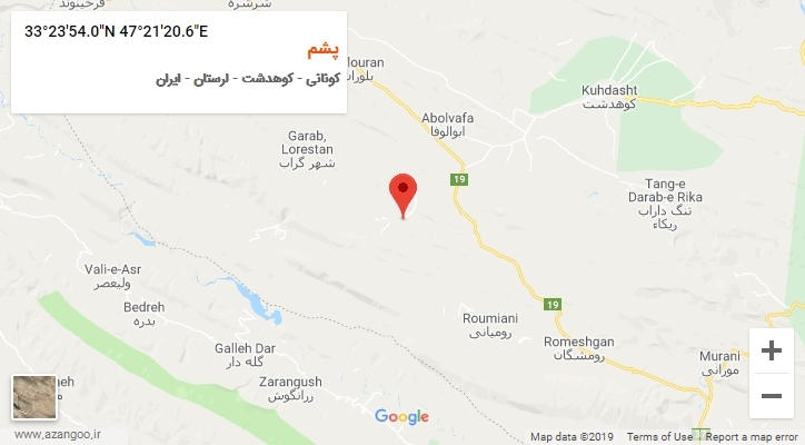 روستای پشم بر روی نقشه